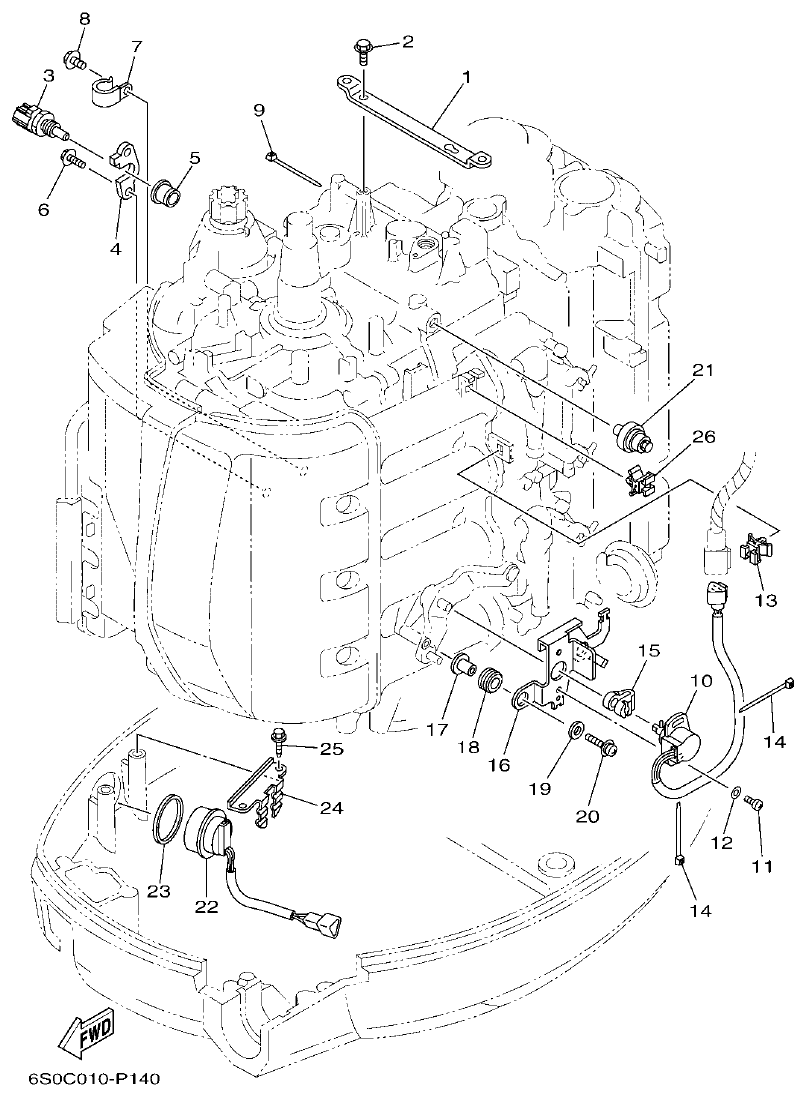Yamaha F100BET ELECTRICAL 3 parts diagram